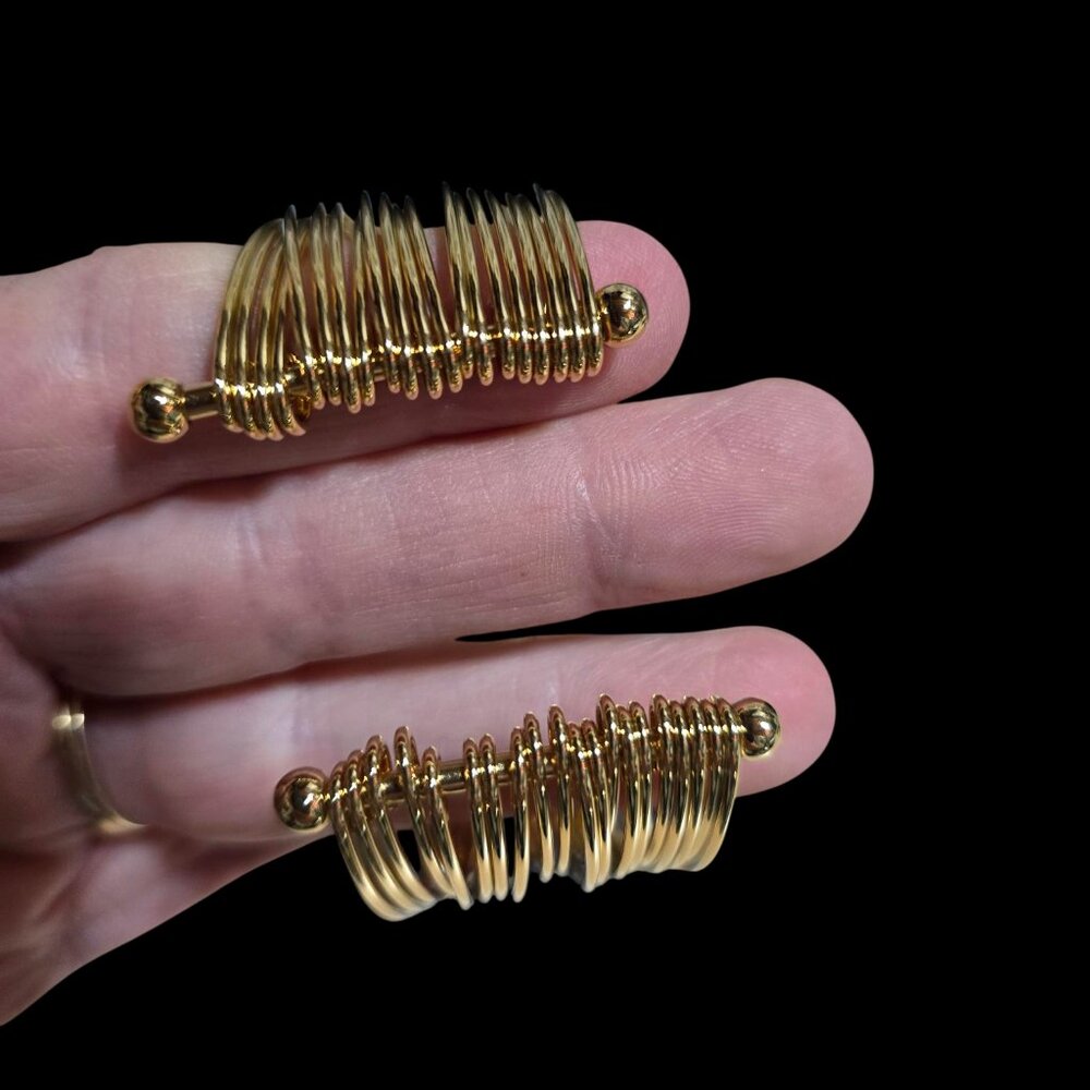 Avon Gold Tone Stacked Cuff Bangle Bracelet - Picture 4 of 7